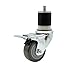 Stainless Steel Polyurethane Swivel Expanding Stem Caster w/3.5" x 1.25" Gray Wheel and 1-7/8" Stem & Total Locking Brake - 300 lbs Capacity/Caster - Service Caster Brand