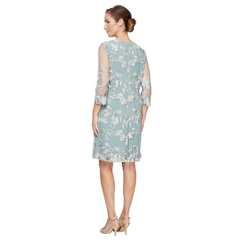 Image of Alex Evenings Womens Midi Scoop Neck Shift Dress with Jacket (Petite and Regular)