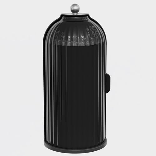 Image of YOOLENS Makeup Brush Holder with Lid 360 Rotating Clear Dustproof Make Up Organizers for Vanity Bathroom Countertop, All Black