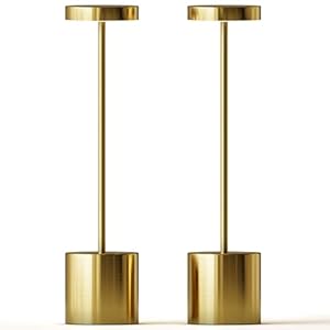 Cordless Table Lamps Set of 2, 3 Color Stepless Dimming, 5000mAh Rechargeable Battery Operated Lamp, Outdoor Cordless Lamp, for Dining Room, Living Room, Bedroom, Bar, Restaurant (Gold – 2)