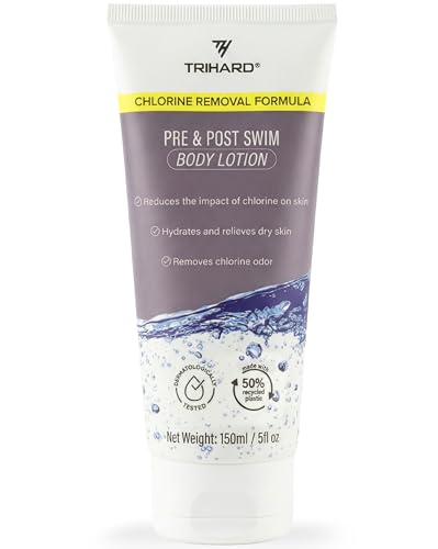 TRIHARD Chlorine Defense Body Lotion for Swimmers, Protects and Hydrates Sensitive Skin from Pool and Ocean, Pre and Post Swim Chlorine Protection from Hard Water and Chemicals