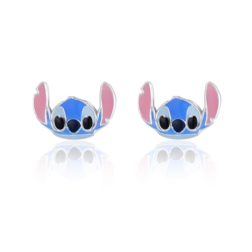 Disney Stitch Ohrstecker aus 925er Sterlingsilber mit farbiger Emaille für Damen und Mädchen Fertig zum Verschenken Offizieller Disney Schmuck