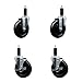 Hard Rubber Swivel Expanding Stem Caster Set of 4 w/5