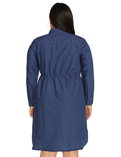 Image of Easybuy Women's Polyester A-Line Below The Knee Dress (SU21AI04LW Blue XL)