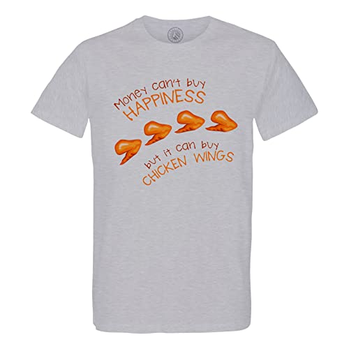 T-shirt homme col rond chicken wings imprimé graphique humoristique money can't buy happiness