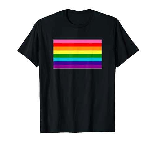 Original Gilbert Baker LGBTQ Rainbow Pride Flag T-Shirt, Black
