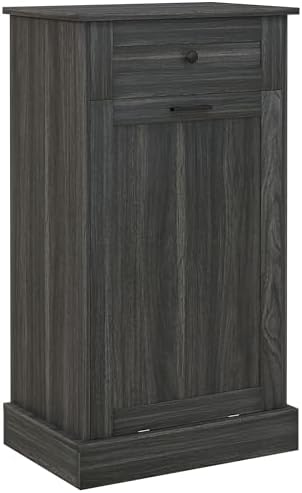 Trash Can 13 Gallon Double Tilt-Out Trash Cabinet With 2 Drawers - 13 Gallon Hidden Garbage Bin Storage For Kitchen Double Tilt Out Trash Can Cabinet