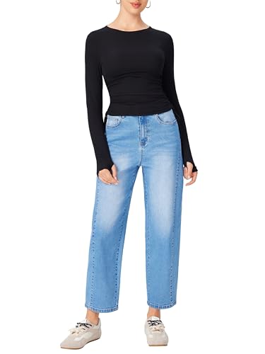 CIDER Womens Ruched Ribbed Top Y2k Fall Fashion Long Sleeve Basic Crop Tops Going Out Trendy Business Casual Outfit2