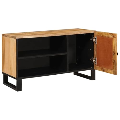Buffet bas de salon marron en bois de mangue véritable de style moderne
