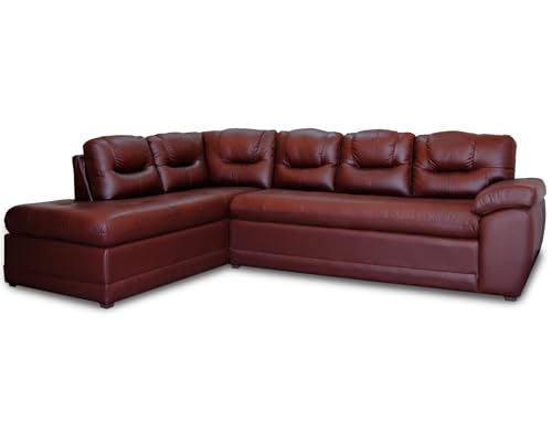 Consejos para Comprar Sala Piel del mes. 49 Sala Esquinera de Piel Genuina Sofá y Cheise Longue, Lado Izquierdo, Color Tabaco, Mod. Verona