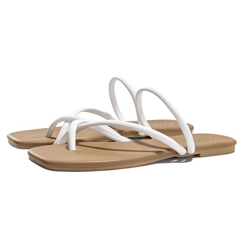 Image of FITORY Women's Slide Sandals Flat Flip Flops with Cross Strap Thongs for Summer Size 6-11