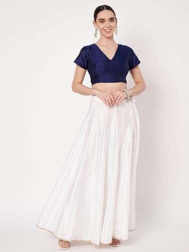 Image of studio rasa Women's Silk Blend Stretchable Crop Top for Festive Wedding Party