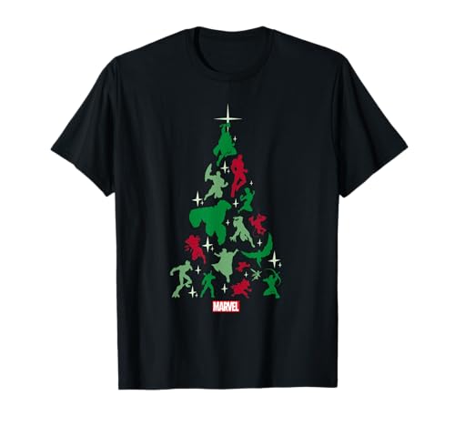 Marvel Avengers and Guardians of The Galaxy Christmas Tree T-Shirt