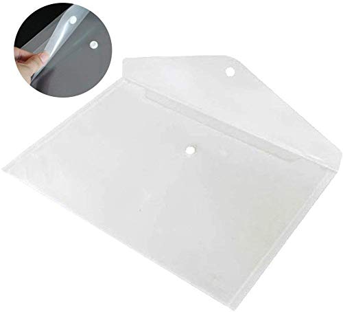 Image of Mgr Clear Envelope Folder and Thick Storage Bags with Snap Button Organizer for Documents and Business Cards - Pack of 12