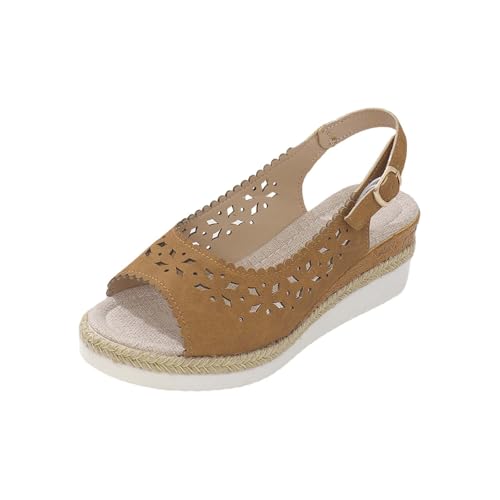 Generisch Sandalias para mujer, planas y cómodas, sandalias de verano, sandalias de playa con correa de hebilla, sandalias planas, elegantes y hermosas, sandalias romanas, antideslizantes, con cuña