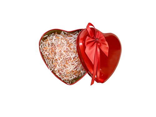 Image of Eco Sarras thin shredded paper crinkle paper grass strips gift tray decoration, gift hamper decorations, gift box fillers, wedding birthday & valentines day gift (1000 Grams / 1 KG, White and Orange)