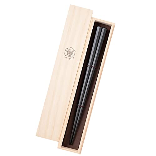 箸 高級 天然木 23.5cm 太口 七角 拭漆 黒檀 黒 日本製 G-64543