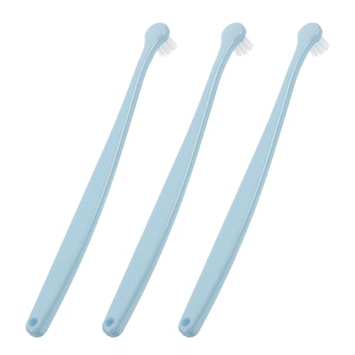 FRCOLOR 3個点子犬子猫用歯ブラシ 長柄丸頭ソフトブラシ ペット用歯磨き 小型犬猫対応 快適グリップ歯垢ケア 歯肉保護敏感肌向け