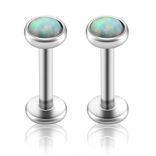 Jovivi 2pcs 16G Stainless Steel Created-Opal Monroe Labret Rings Lip Stud Tragus Cartilage