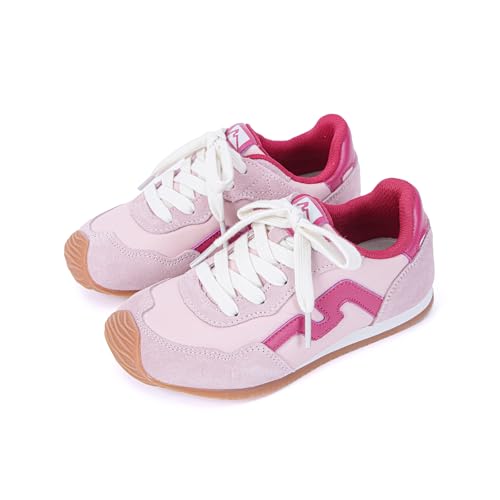 HABERDO Little Girl Retro Sneakers, Rubber Sole, Pink, US 13
