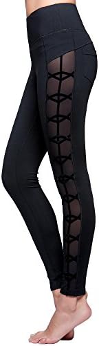 TITIKA Women's Yoga Pants Fitness Elastic Waistband Sexy Nets Splicing Tight Breathable Leggings Slimming Quick Drying For Workout Gym Running (M)