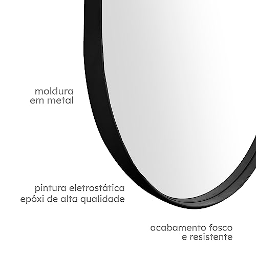 Espelho Grande Corpo Inteiro De Parede Moldura Aço 150x60cm - Preto