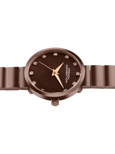 Image of French Connection Mop Brown Round Dial with Brown Stainless Steel Metal Strap Watch - for Womens FCN0128BRGM