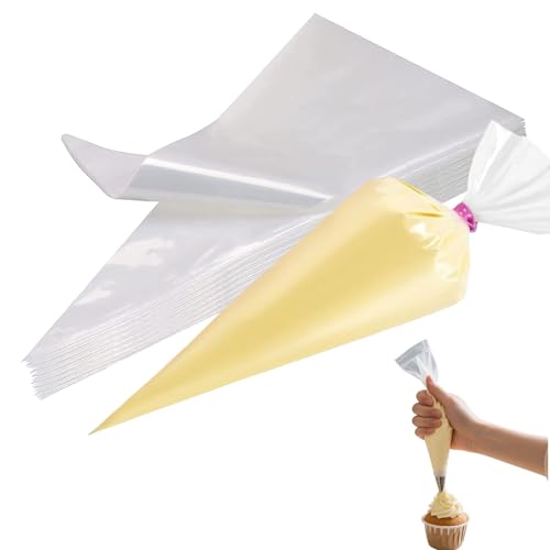 Disposable Piping Bags, Medium Piping Bag - 12 inch, 50Pcs Clear Icing Piping Bags, Thick PE Tear-Proof Strong Icing Bags for DIY Cake & Cookies Decorating(30×15.5cm,Clear)