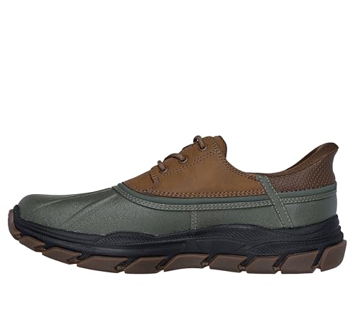 Skechers Men's John Deere Respected Tanzier Built Rain Shoe, Olive/Brown, 12 X-Wide