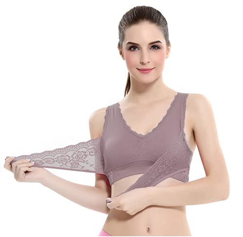 Daysskk Damen Sport BH Front Closure Büstenhalter Sport Ohne Bügel Sport BH Spitzen für Fitness Training Joggen Yoga M