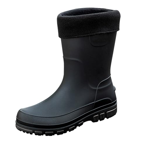 Bottes de pluie amovibles doublées de polaire Homme Bottes de pluie chaude homme Bottes Pluie Courtes Antidérapant Souple Bottines en Caoutchouc Hiver Chaude...