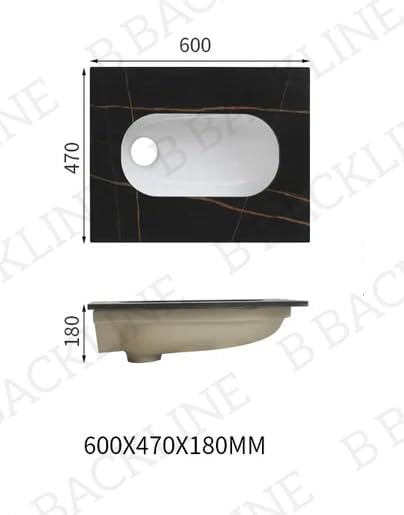 Image of B Backline Ceramic Indian Toilet 24 X 18 Inches | Orissa Pan | Squitting Pan For Bathroom (Black Matt)