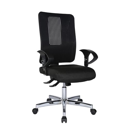TOPSTAR 617627 Profi Bürostuhl HJH SITNESS Work Stoff/Netz Schwarz Stuhl mit beweglicher Sitzfläche, Rückenlehne verstellbar