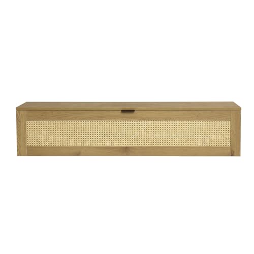 Miliboo Rangement Mural Finition Bois Clair et cannage rotin 1 Porte L135 cm Manille