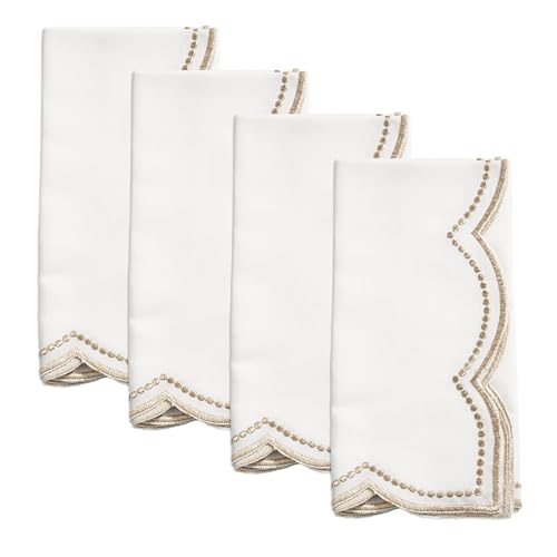Servilletas bordadas con borde escalope set de 4 miniatura 1
