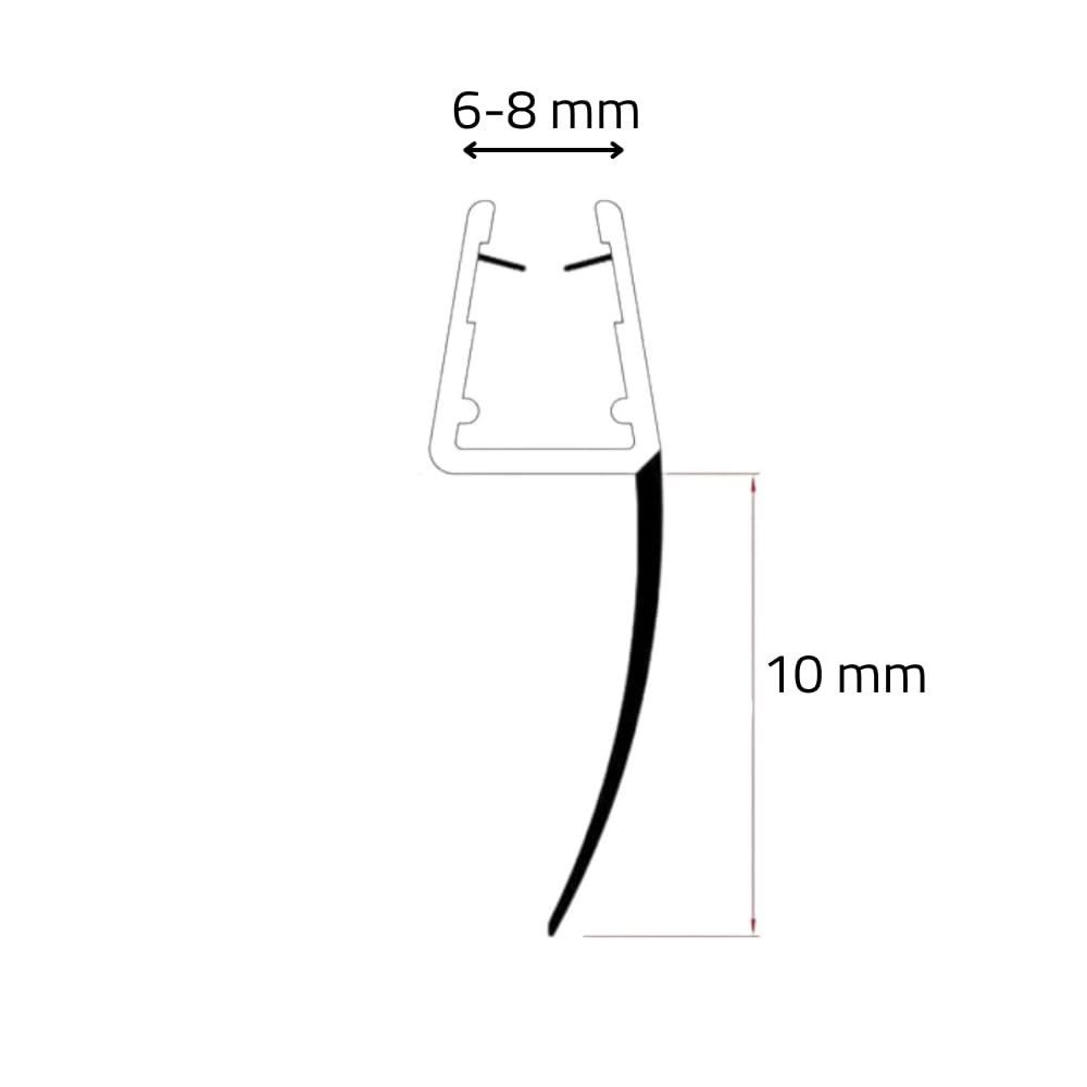 Guarnizioni per Vetro e Box Doccia 200 cm 6-8 mm Modello Aletta Verticale