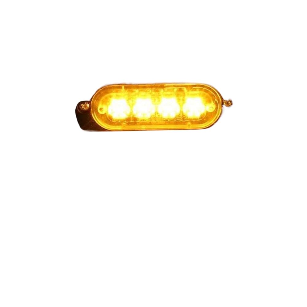 4 luces estroboscópicas de recuperación LED ámbar 12 V 24 V naranja parrilla avería intermitente compatible con vehículos automotrices