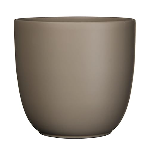 Annastore Blumenübertopf Tusca aus Keramik - Übertopf - Blumentopf - Übertöpfe - Blumentöpfe (Taupe/Matt, H 9 cm - Ø 10 cm)