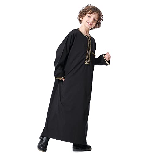 Abaya para niños con bordado y patchwork jilbab infantil de estilo dubai para ramadán 5