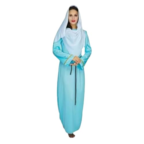 Generico Vestidos Virgen María para Mujer Vestido de Santa María Vestido con Máscara Capa Pañuelo para la Cabeza y Cuerda para la Cintura Vestido de Enmascaramiento Vestidos para Fiesta de Carnaval