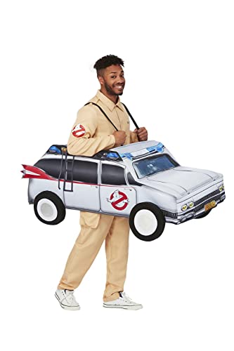 Smiffys Ghostbusters Ride-In Car Costume for Adults, All-in-One with Straps, 3D Ride-In with Hyper-Real Print, Officially Licensed, Ideal for Halloween, Family Fancy Dress, and 80s Theme Events