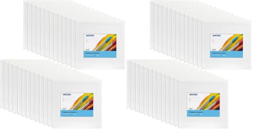 Image of FIXSMITH Canvas Boards for Painting 5x5 Inch, Super Value 48 Pack Mini Canvases, White Blank Canvas Panels, 100% Cotton Primed, Painting Art Supplies
