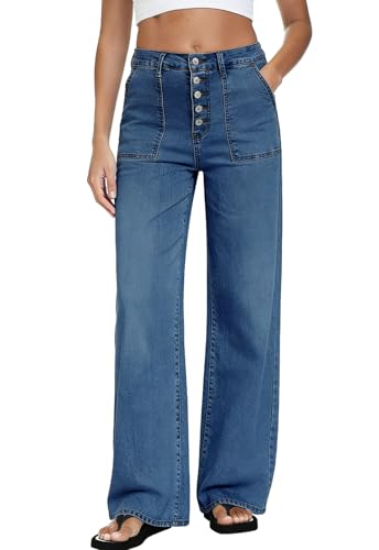 MARIASHA Women's High Waisted Straight Leg Jeans