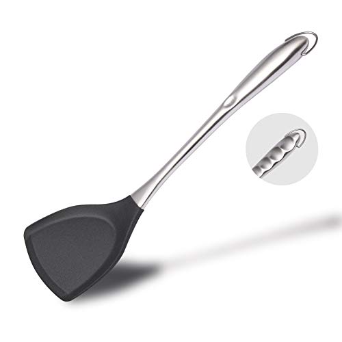 silicone spatula metal handle - Rubber Spatula , Tookich Flexible Silicone Spatula for Nonstick Cookware, 600°F Heat Resistant 304 Stainless Steel Handle Kitchen Turner Spatula Scoops for household purposes