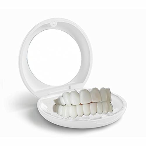 Image of Silicone Gel Snap on Perfect Smile Upper Lower Teeth Tooth Braces White Products with Storage Box, with Mirror (Black Box)