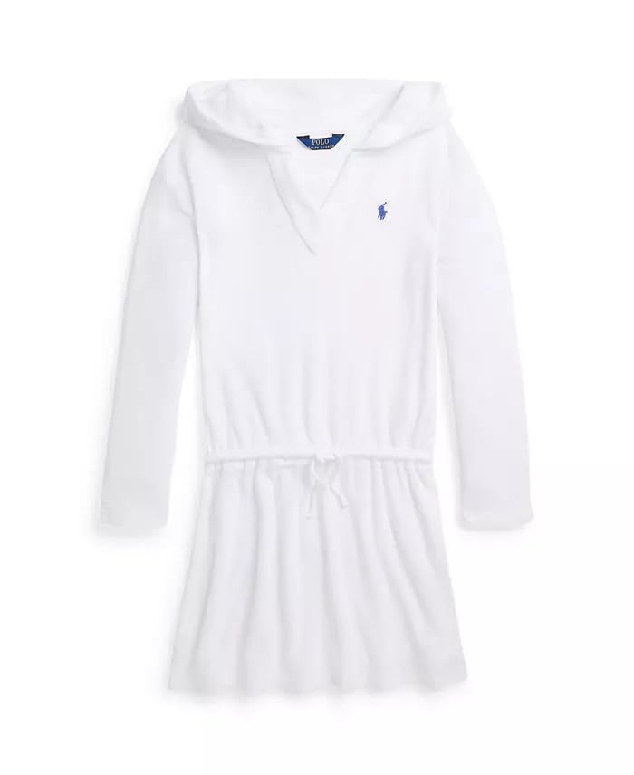 Ralph Lauren Polo Big Girls Terry Hooded Cover Up Dress L Large 12-14 White