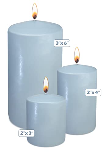 Hyoola Ice Blue Pillar Candles 3X6 Inch - 6 Pack Unscented Pillar Candles Bulk - European Made #TOP5