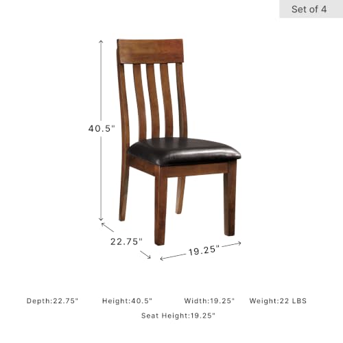 Image of Signature Design by Ashley Berringer Dining Chairs Set of 4, Classic Wood Spindle-Back Design, Cushioned Microfiber Seat, Rustic Finish for Kitchen & Dining Room Chair, Walnut