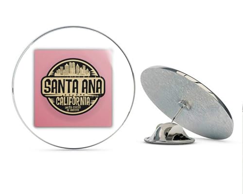 Santa Ana City USA Grunge Label Round Metal 0.75" Lapel Pin Hat Shirt Pin Tie Tack Pinback2