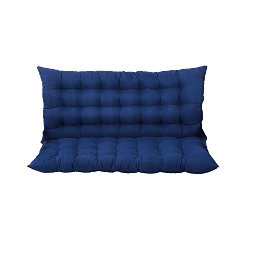 XIEMINLE Thick Bench Cushion Seat Pad with Backrest, Swing Chair Cushion with Ties, Outdoor Swing Replacement Cushions for Garden, Patio, Kitchen, Poolside, Balcony, Backyard,59x40inch,Navy Blue